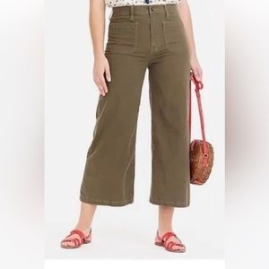 J Crew wide leg point sur culottes size 28P, army green color